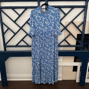 ASOS maternity blue floral open back maxi dress